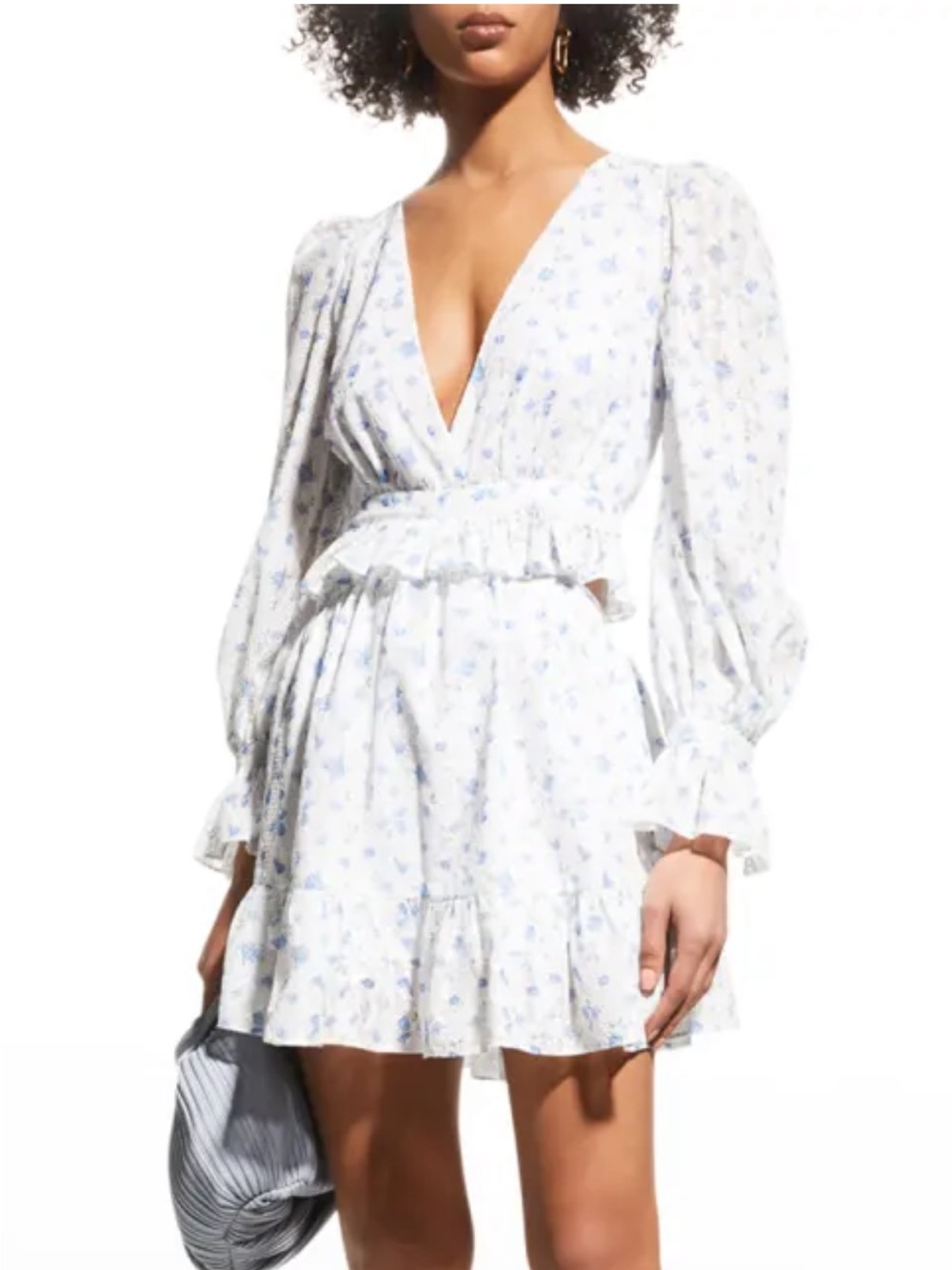 Floral Mini Dress with Blue Accents